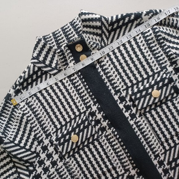 Anne Klein Black White Glen Plaid Knit Coat - Picture 10 of 16